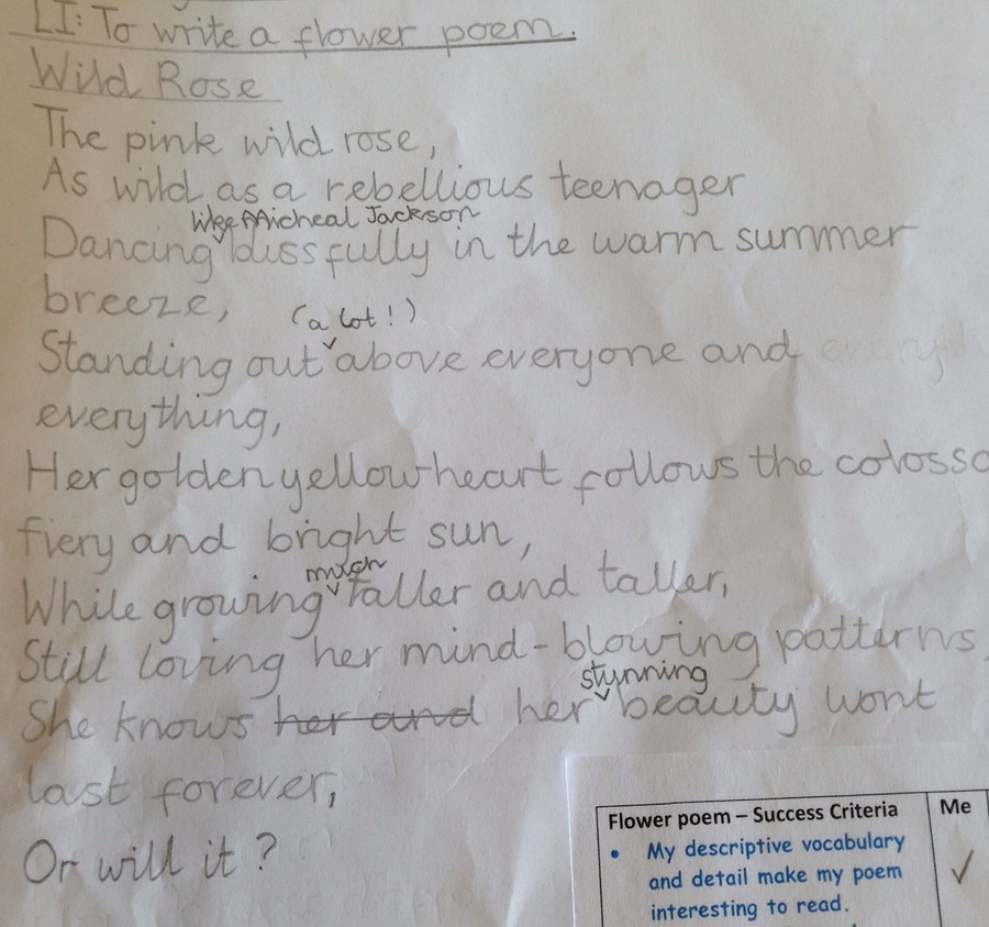 Year 5 have been writting poems about flowers to link in with their science unit on plants.