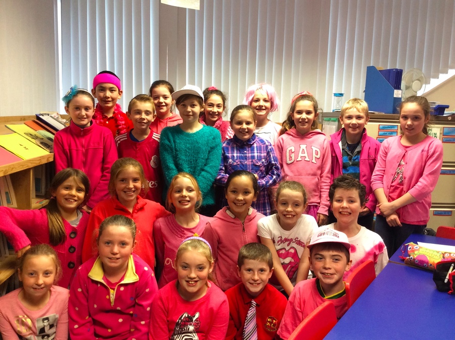 P.6T wear various shades of pink to show their support for Action Cancer. P.6T wear various shades of pink to show their support for Action Cancer.