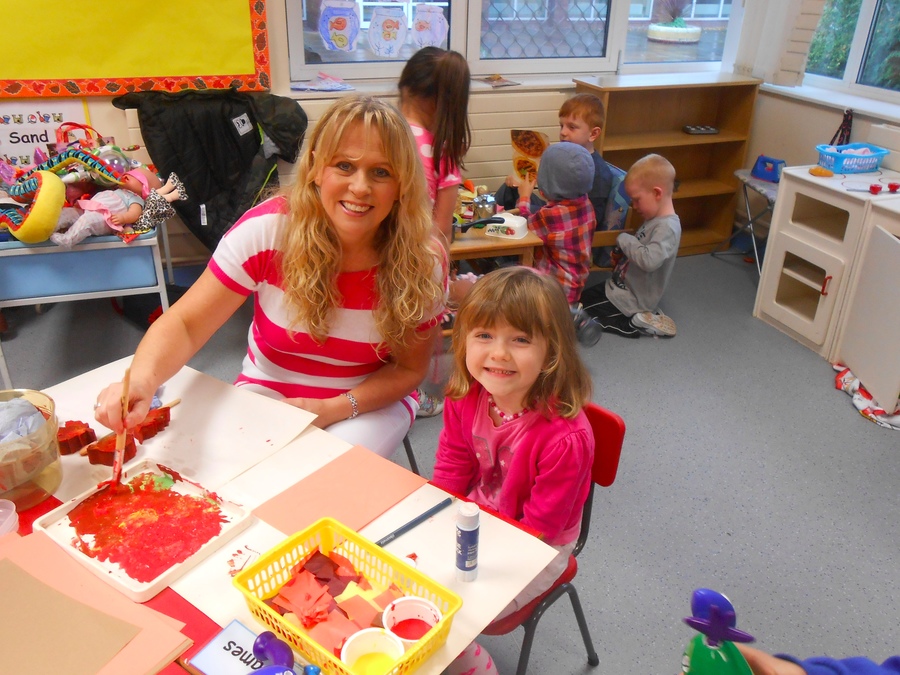 Kaylee is all set to pink with Mrs Rooney. Kaylee is all set to pink with Mrs Rooney.