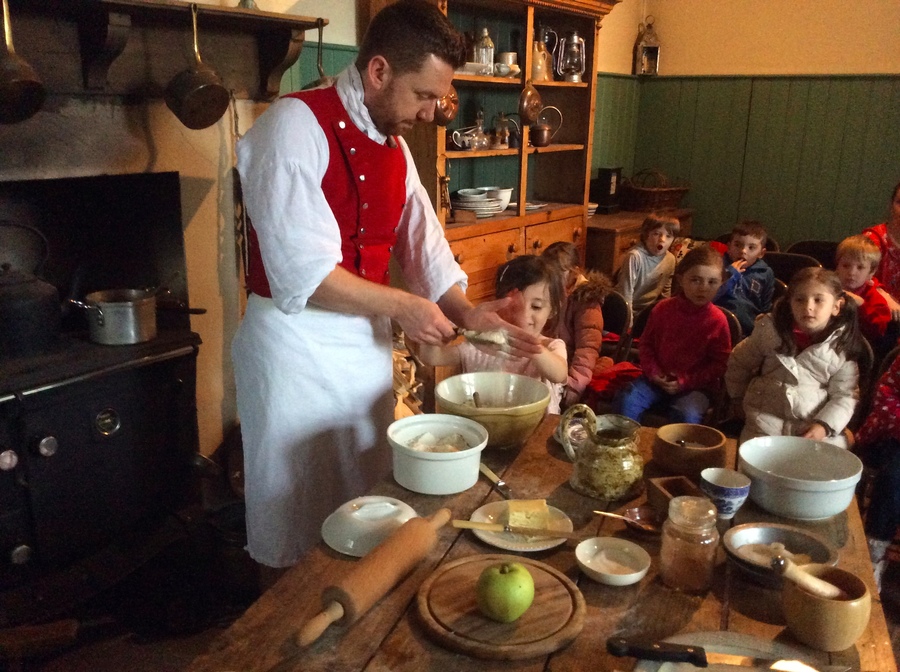Cara helps to make apple cakes