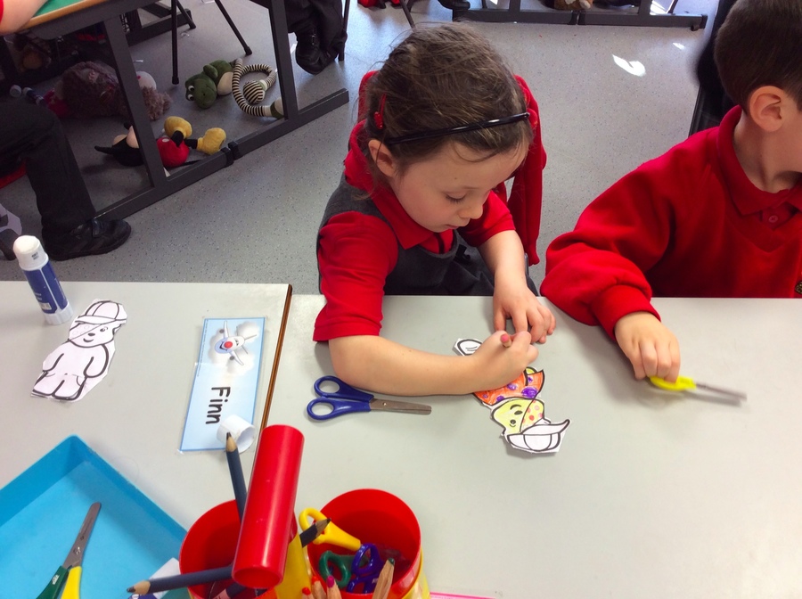 Rachel colours Pudsy Bear