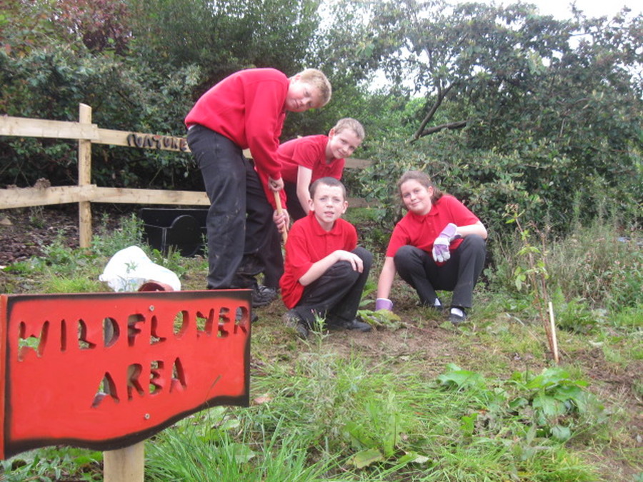 Richard, Ryan, Matthew and Elaine exploring in our new Nature Trail 2011. 
