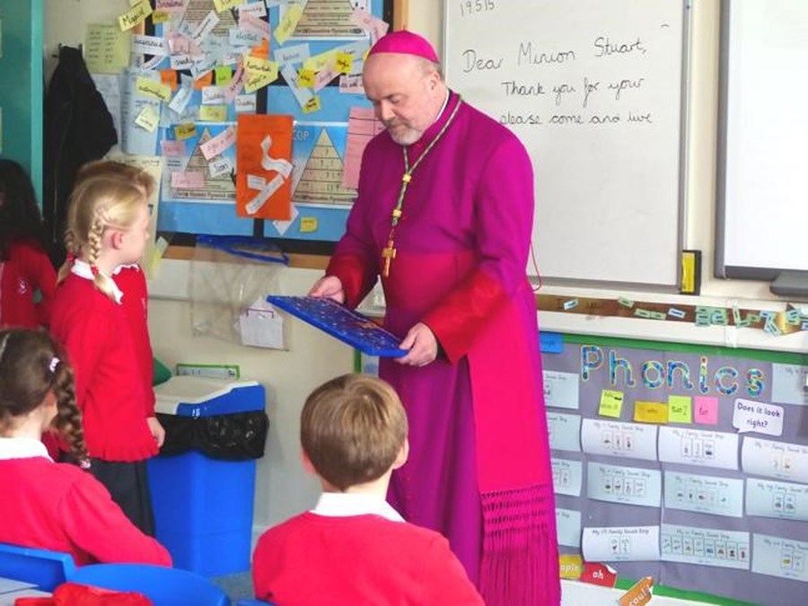 Year 3 children presentation to Bishop Marcus