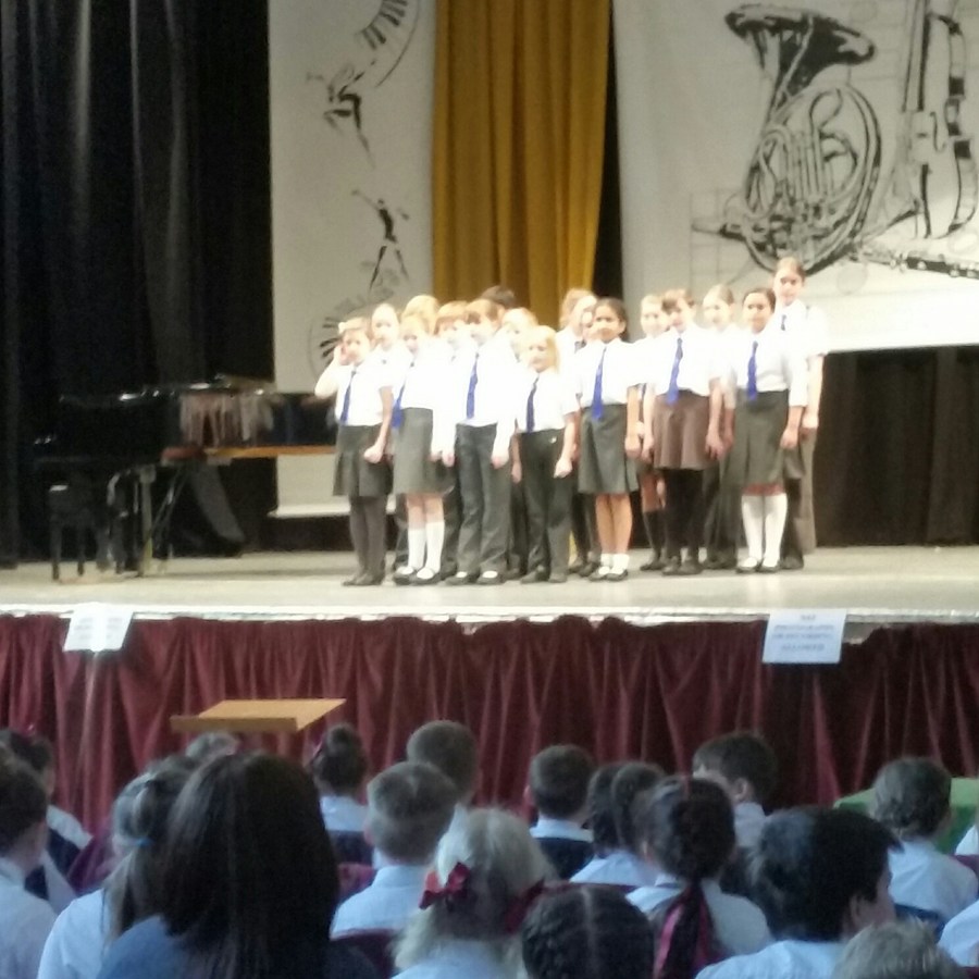 Our School Choir performing in the Hymn Singing category on stage at the Coronation Hall on 26th March 2015.