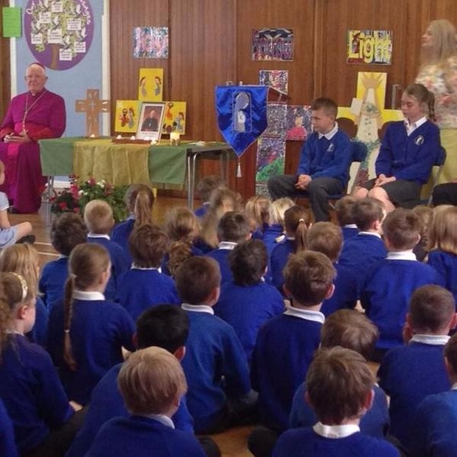 We were honoured when Bishop Micahel Campbell, Bishop of Lancaster, visited our school on 8th June.  He took part in our morning Prayer and Liturgy and blessed all of the children and staff.