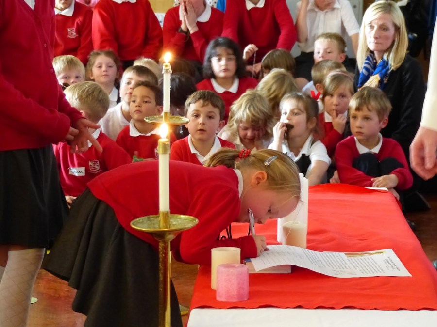 Pupils signing The Covenant