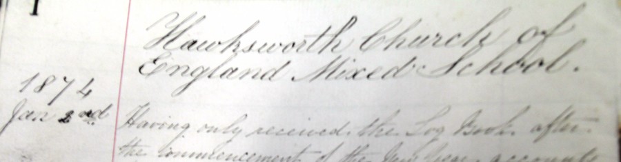 2nd January 1874, the first entry in the school's log book - eleven months before Winston Churchill was born.