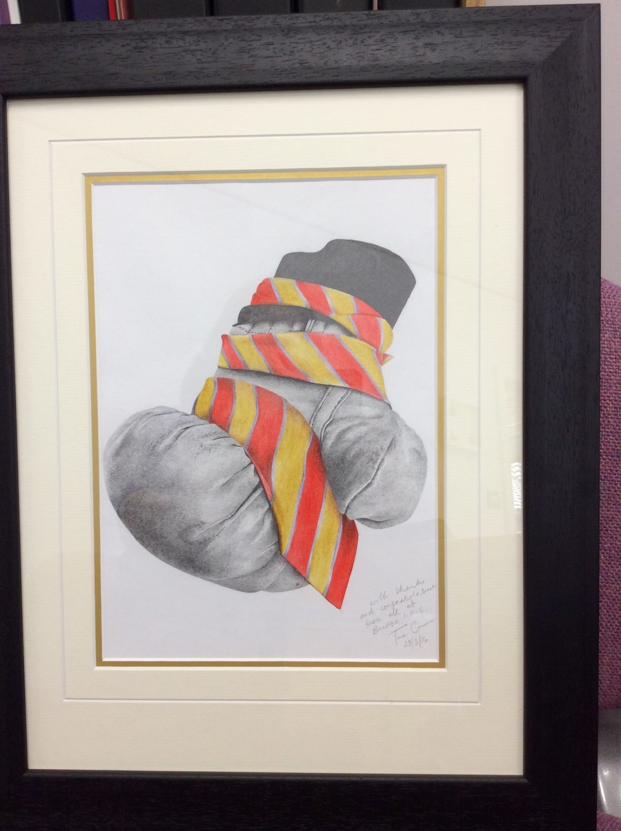 Picture presented to Carl Frampton  created by Tara Curran