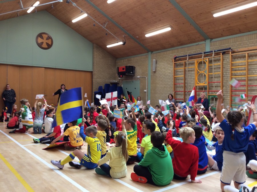 The whole school cheers on their Euro teams