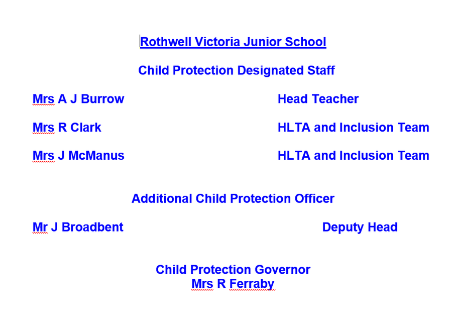 Rothwell Victoria Junior School - Safeguarding