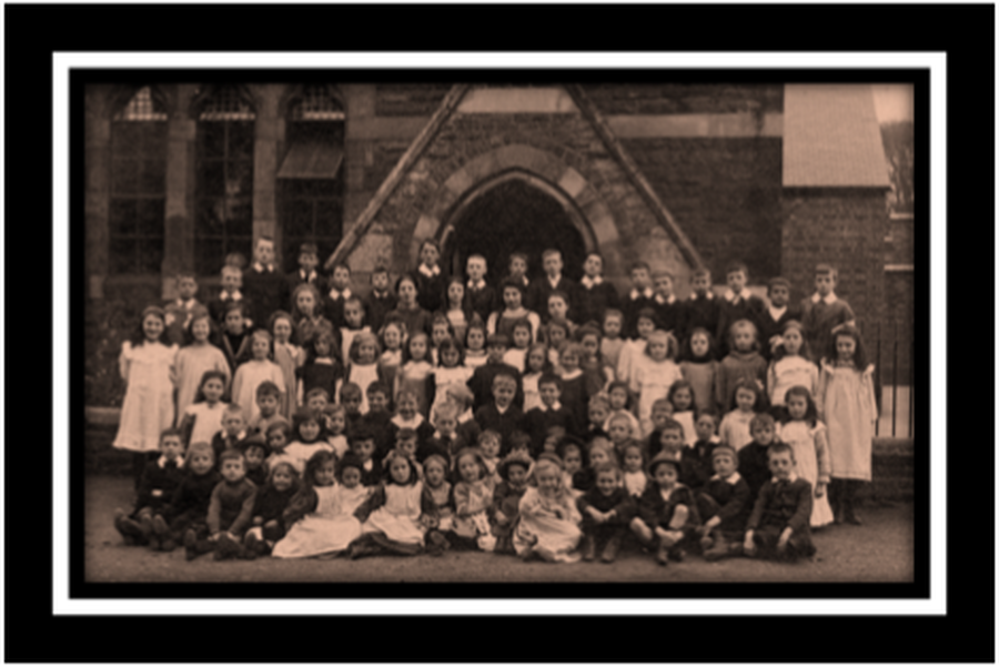 The Whole School on the Attendance Roll Photographed outside the school in 1908