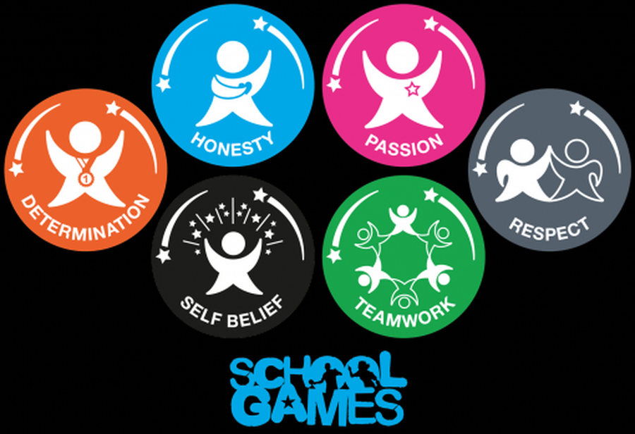 Games values. Promotional badges for Primary School well done.