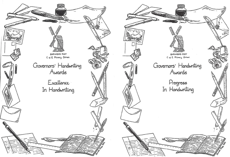 Governor Handwriting Awards Bookplate - designed by a former pupil